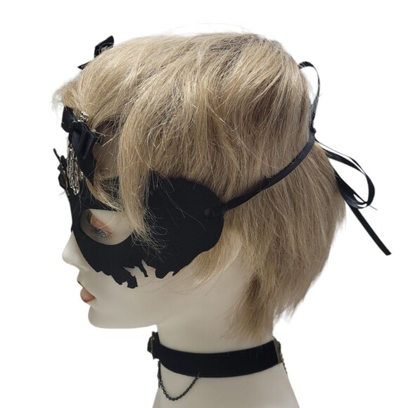 Masquerade 4 piece Set Black Eyemask,Barettes,Choker Women Halloween Mask Party - Picture 3 of 8